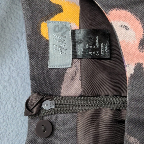 sz 6 Grey floral tea length dress sleeveless pockets fully lined hidden zipper - Picture 3 of 13